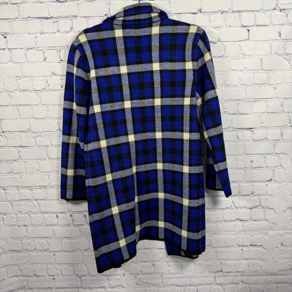 Anne Klein Vintage Blue Plaid Wool Jacket Cardigan - Picture 4 of 8